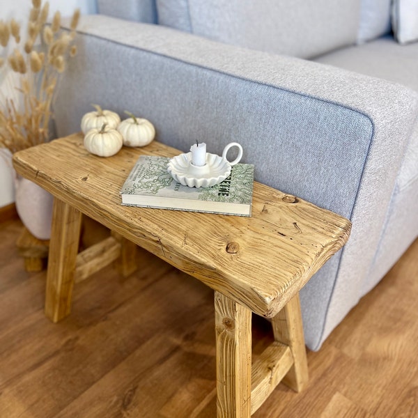 Tabouret rustique - antique, petit banc, en bois, bohème, table d'appoint, petite table, rustique - taille XL