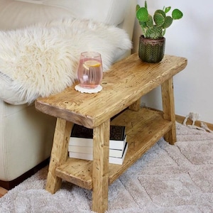 Rustic bench with a shelf - antique, wooden, boho, side sable, rustic