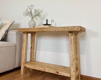 Rustieke console - antiek, houten console, gangtafel, houten, handgemaakt, boho - L-formaat