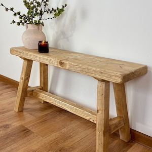 Rustieke bank - antiek, halbank, boho, houten bank - maat M
