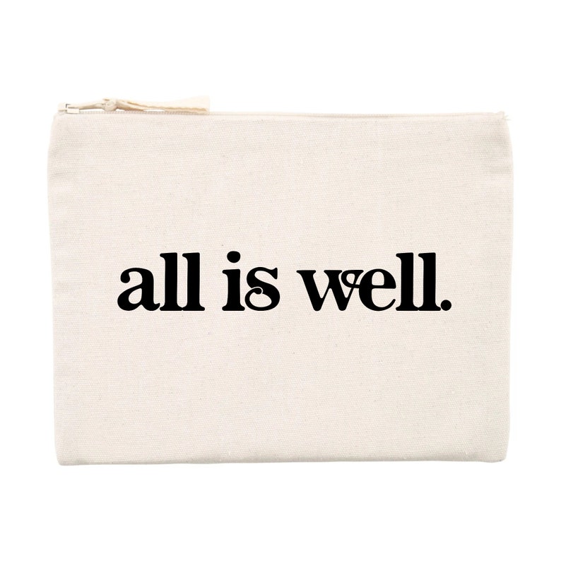 All Is Well Recycled Cotton & Recycled Polyester Pouch Pencil Makeup Case Vegan Positive Gift Law of Attraction Good Vibes image 5