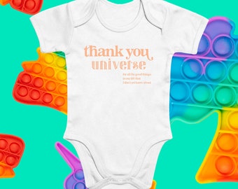 Thank You Universe | Organic Cotton Baby Bodysuit | GOTS Certified | Fair Trade | Vegan |Gift for Baby |Positive Clothing |Good Vibes |Happy