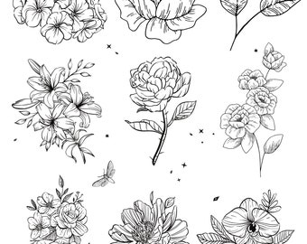 Flower Assortment Coloring Page