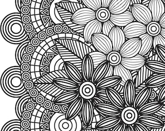 Trippy Flowers Coloring Page | Adults | Kids | Anxiety