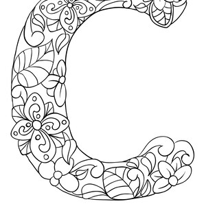 Hoja para colorear de la letra "C" / Adultos / Niños / Ansiedad