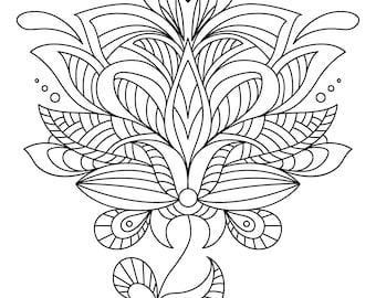 Celestial Flower Coloring Page | Adults | Kids | Anxiety