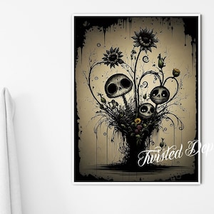 EVIL BOUQUET, Gothic Flower Painting . Framed fine art, canvas, or poster prints.