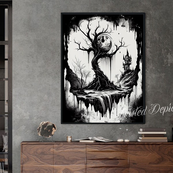 DYING WORLD, Gothic Landscape Art, Horror Art, Creepy Art. Framed fine art, canvas, or poster prints.