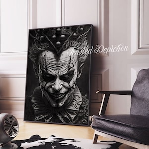 MR SINISTER CLOWN, Gothic Art, Horror clown Art, Creepy Art. Framed fine art, canvas, or poster prints.
