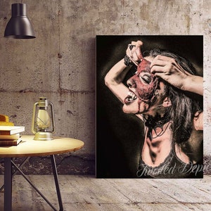 FACE PEEL Horror Art, Creepy Art, Gore Painting, Bloody Art. Framed fine art, canvas, or poster prints.
