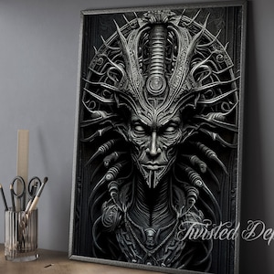 BIOMECHANICAL ALIEN WARRIOR, Alien Art, Gothic Art. Framed fine art, canvas, or poster prints.