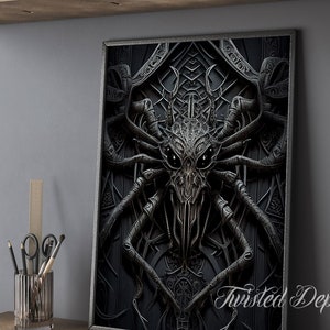 BIOMECHANICAL ARACHNID, Alien Art, Gothic Art. Framed fine art, canvas, or poster prints.