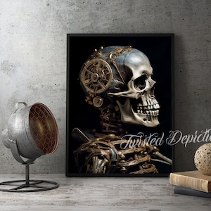 Steampunk Skeleton Art Print &quot;BONES&quot;: Framed Canvas or Poster