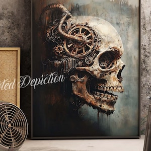 GEARHEAD -Steampunk Skull, Steampunk Art, Steampunk Skull. Framed fine art, canvas, or poster prints.