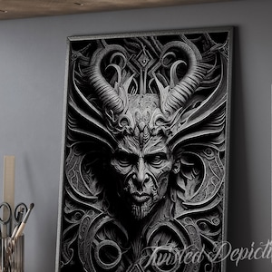 BIOMECHANICAL SATAN, Alien Art, Gothic Art. Framed fine art, canvas, or poster prints.