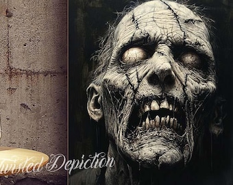 Zombie Decay Horror Art Print: Macabre Infection Painting