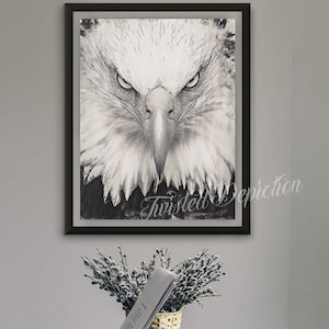 EYES Of An EAGLE, Eagle Painting, Bald Eagle Wall Art. Framed fine art, canvas, or poster prints.