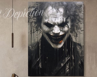 The Joker Dark Art Painting: Comic Villain Canvas or Poster