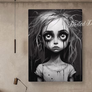 TROUBLED TEAGAN Painting, Creepy Wall Art . Framed fine art, canvas, or poster prints.