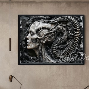 Biomechanical Muse Art Print: Alien Gothic Decor