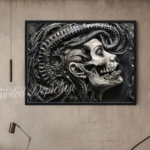 Biomechanical Succubus Art Print: Gothic Alien Decor