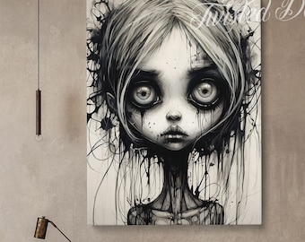 HEINOUS HEIDI Painting, Creepy Wall Art . Framed fine art, canvas, or poster prints.