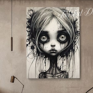 HEINOUS HEIDI Painting, Creepy Wall Art . Framed fine art, canvas, or poster prints.