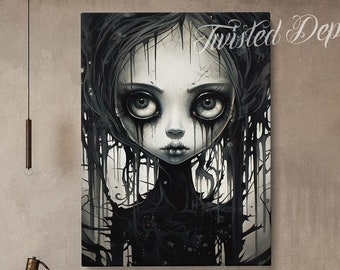LETHAL LILY Painting, Creepy Wall Art . Framed fine art, canvas, or poster prints.