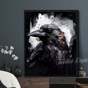 CROW PAINTING, Animal Art. Framed fine art, canvas, or poster prints.