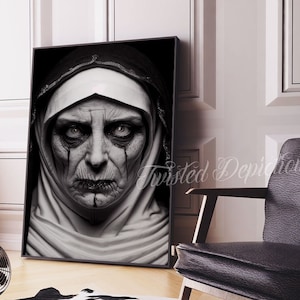 DEMON NUN, Gothic Art, Horror Art. Framed fine art, canvas, or poster prints.
