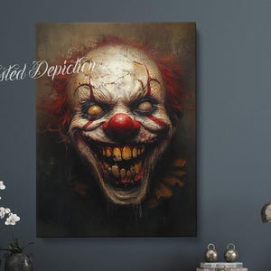 PEEKABOO Horror Clown Painting, Creepy Clown, Horror Painting, Clown Art. Framed fine art, canvas, or poster prints.