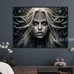 BIOMECHANICAL BLONDE, Alien Art, Gothic Art. Framed fine art, canvas, or poster prints.