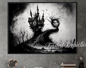 Gothic Treehouse Terror Art: Creepy Landscape Print