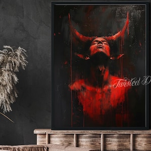 Satanic Devil Art Painting: Gothic Dark Art Print or Canvas &quot;SATAN&#39;S SOLITUDE&quot;