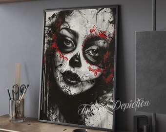 Day Of The Dead Disorder 2 Painting, Sugar Skull Art, Día de los Muertos, la calavera . Framed fine art, canvas, or poster prints.