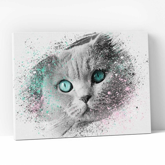 SPLASH PAINT KITTY Cat Painting Cat Wall Art Persian Cat Etsy