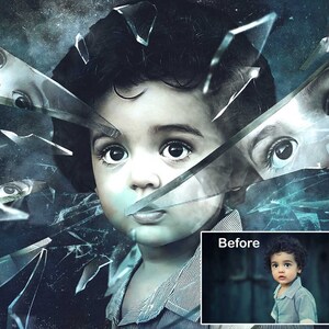 Broken Glass Custom Personalized Baby Portrait, Child Portrait, Custom Portrait from Photo, Unique, Canvas or Fine Art Print