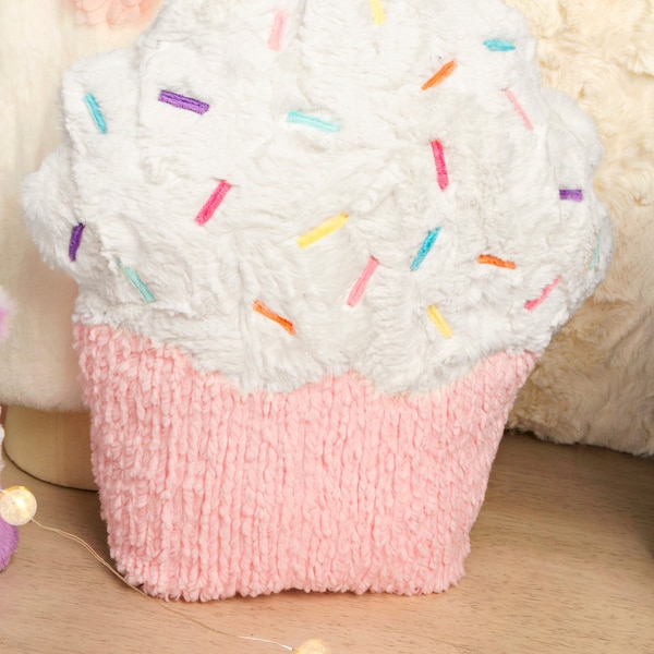 Plush Cupcake Pillow, Birthday Decoration Gift for Kids and Adults, Decorative Plush Cupcake Stuffed Toy, Kid’s Bedroom Decor