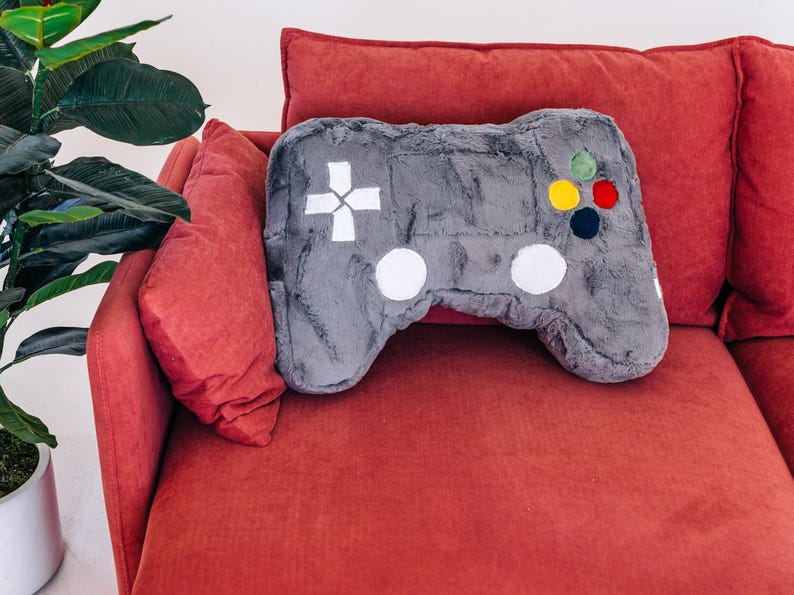 Plush Game Controller Throw Pillow, Gamer Cushion, Gifts for Gamer