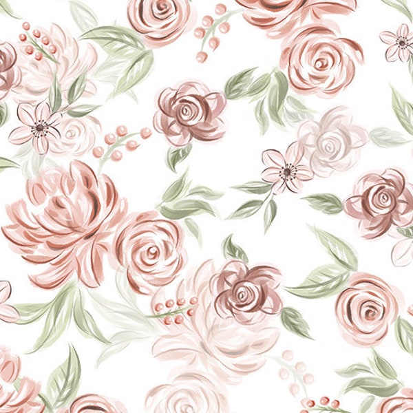 Sweet Flowers Cloud Cuddle® Rose by Shannon Fabrics, Double Sided Minky