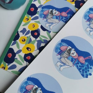 Board of 4 stickers &quot;the lady with the ant&quot;