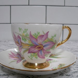 Floral 1850 EB Foley Vintage Fine Bone China Teacup and matching Saucer