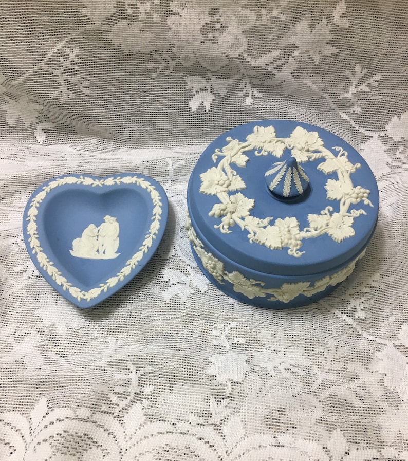 Wedgwood Candy Dish and Wedgwood Heart Trinket Tray Powder Blue