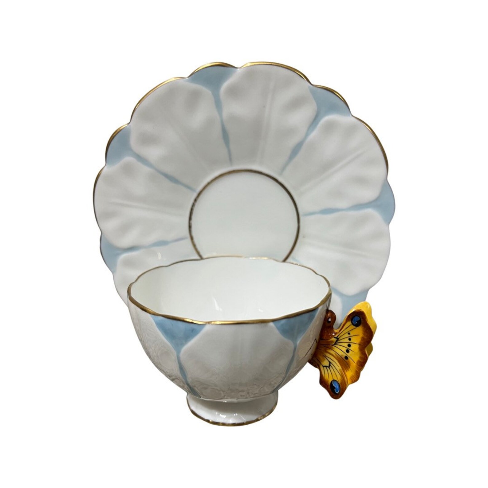 Aynsley Butterfly Handle Teacup and Saucer Circa 1939 Blue Etsy
