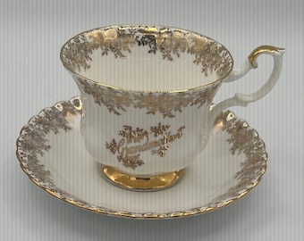 Royal Albert Fine Bone China Teetasse mit Untertasse Großmutter | Hergestellt in England | Gold Teetasse | Vintage Teetassen
