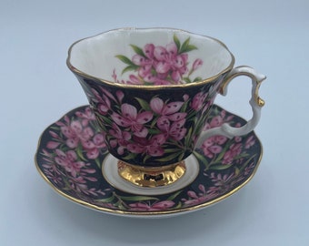 Royal Albert Provincial Flowers Series Fireweed Plant Taza de té y platillo / Gainsborough Bone China Taza de té y platillo / Flor de Yukón Canadá