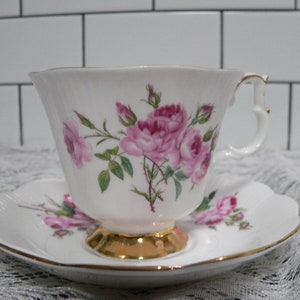 Royal Albert 4369 with Pink Roses and Light Pink Inside Bone China Teacup and Saucer
