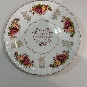 Vintage Happy Anniversary Plate| Anniversary Gift| Avon| England| Avon by Wood & Sons Staffordshire England