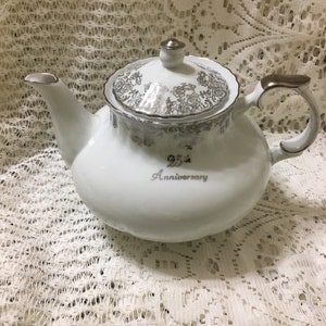 Chodziez Iwona Poland Classic White Porcelain Large Teapot | 25th Anniversary Teapot | Made in Poland | Tea Party