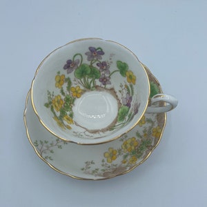 Tuscan Teacup and saucer | Botanical Teacup | Tuscan China | Floral Teacup English Bone China | Vintage | Made in England